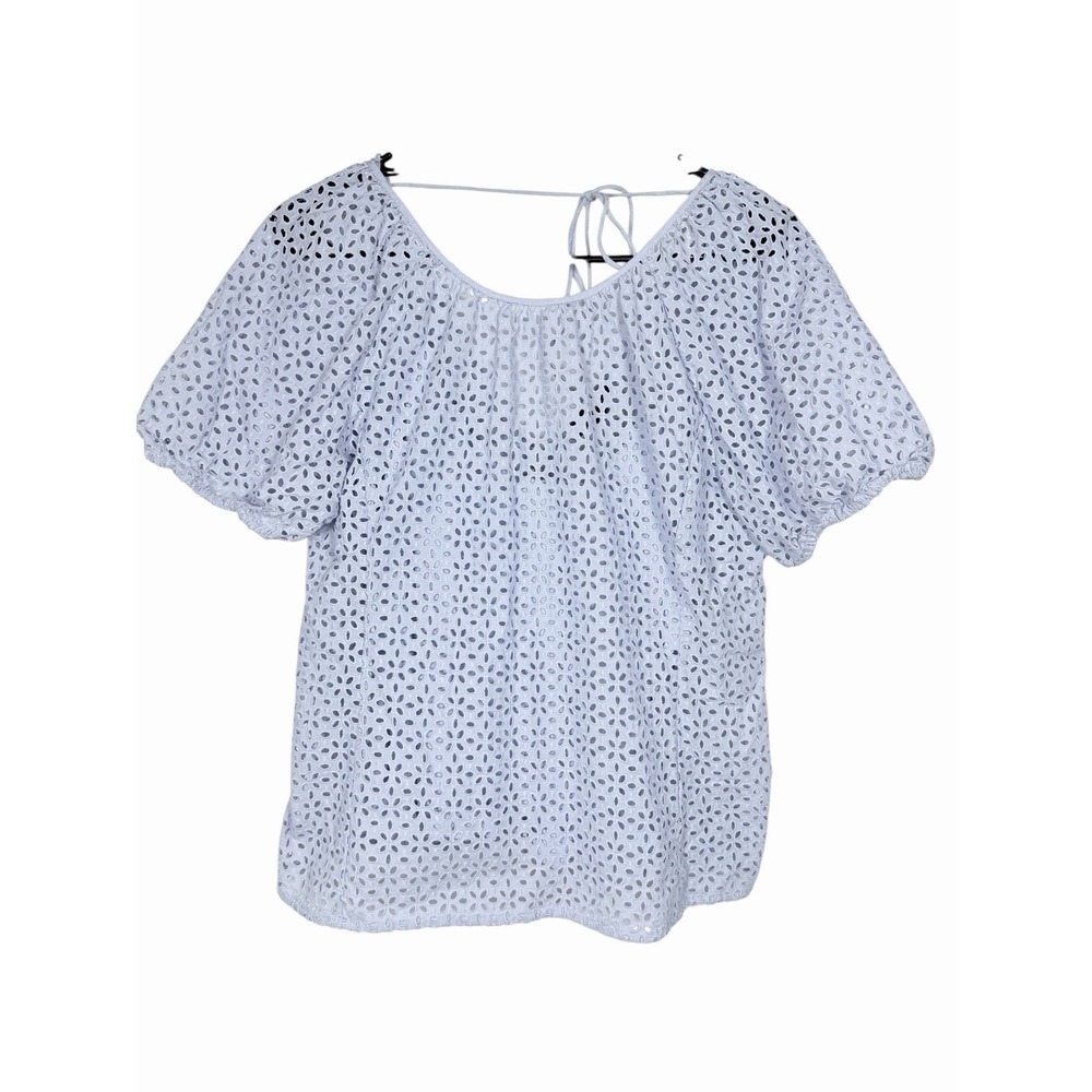 J.Crew NWT V-Back Puff Sleeve Eyelet Top Lavender Cottagecore Romantic Size 8